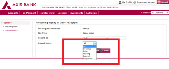 axis bank home loan status enquiry