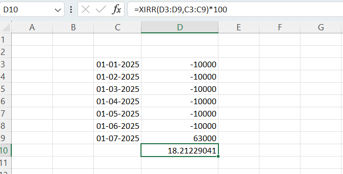 formula XIRR