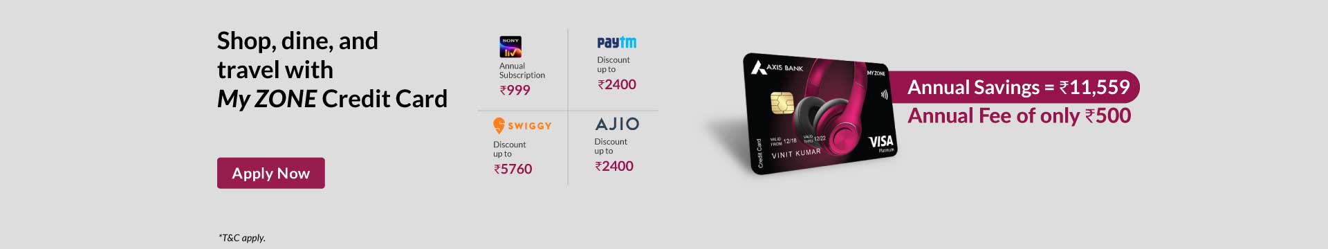 Apply for Axis Bank MyZone Credit Card