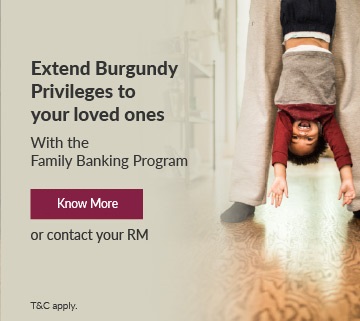 Burgundy family banking banner