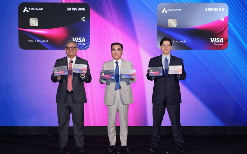 Samsung India, Axis Bank Launch Co-branded Credit Card powered by Visa; Now, Get 10% Cashback on Samsung Products & Services Samsung India, Axis Bank Launch Co-branded Credit Card powered by Visa; Now, Get 10% Cashback on Samsung Products & Services