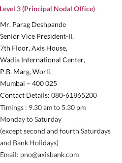 Axis Bank Customer Service Information Comprehensive Notice Board